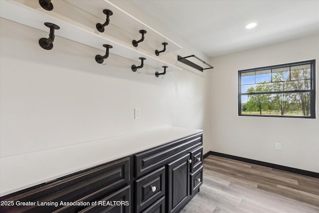 1551 E Lovejoy Rd, Perry, MI 48872 - mudroom featuring baseboards, light wood finished floors, and recessed lighting