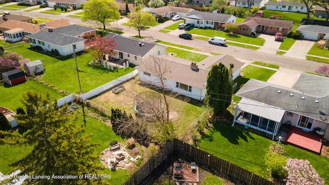 aerial view with a residential view