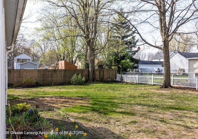 view of yard featuring a fenced backyard