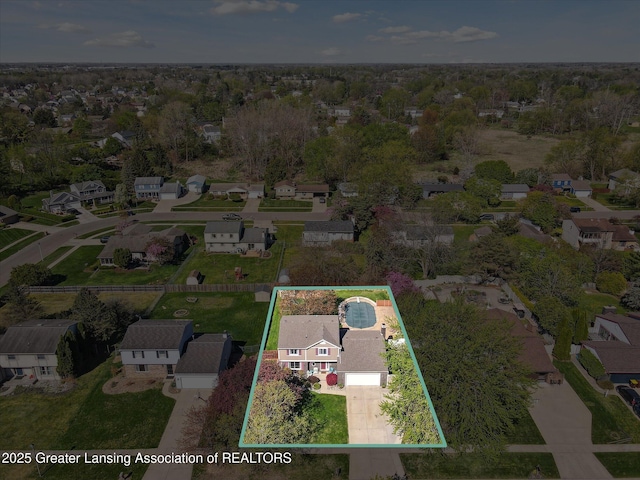 drone / aerial view featuring a residential view