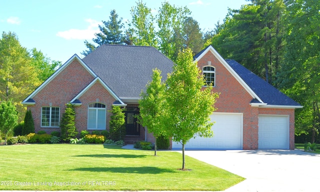 3401 N Burwick Dr, Port Huron, MI 48060 - traditional-style house featuring a front yard, concrete driveway, an attached garage, brick siding, and roof with shingles