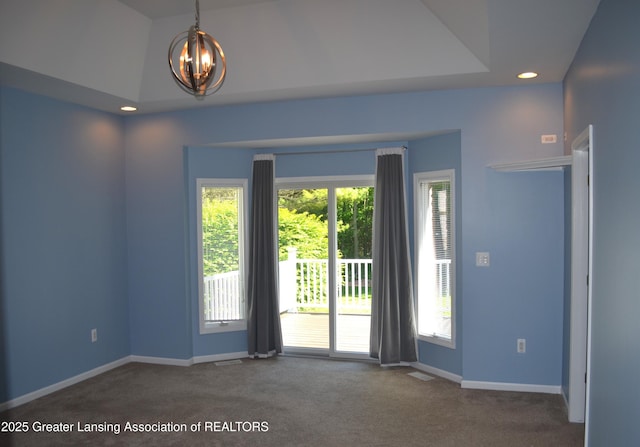 3401 N Burwick Dr, Port Huron, MI 48060 - unfurnished room with carpet, a chandelier, healthy amount of natural light, baseboards, and recessed lighting