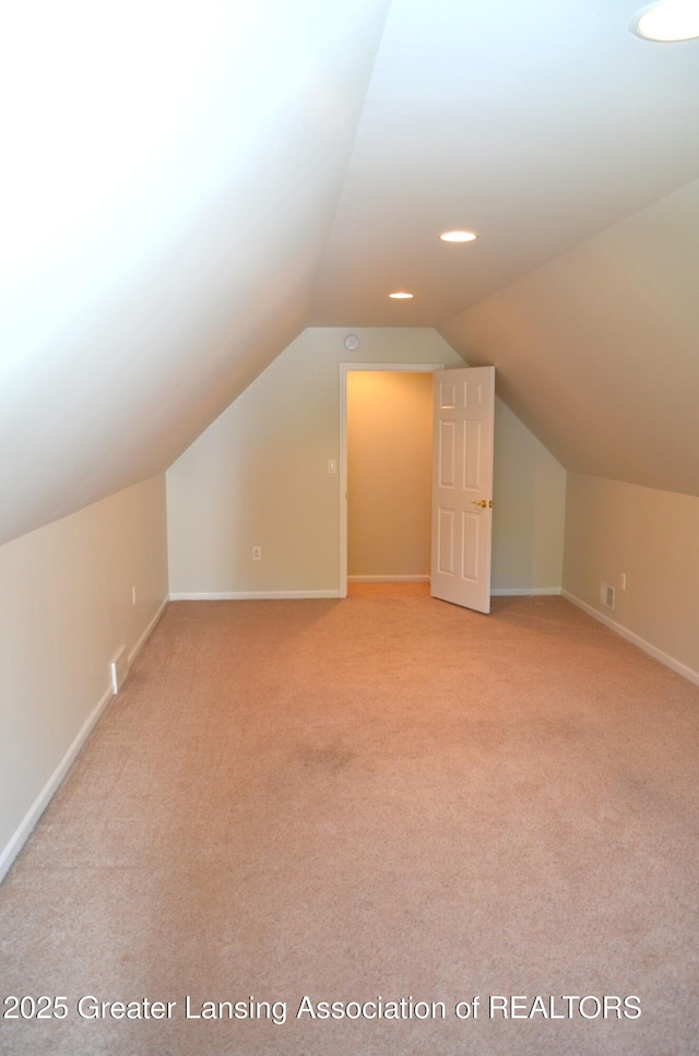 3401 N Burwick Dr, Port Huron, MI 48060 - bonus room featuring carpet floors, lofted ceiling, baseboards, and recessed lighting