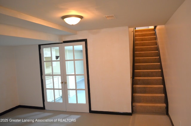 3401 N Burwick Dr, Port Huron, MI 48060 - doorway to outside with stairs, french doors, and baseboards