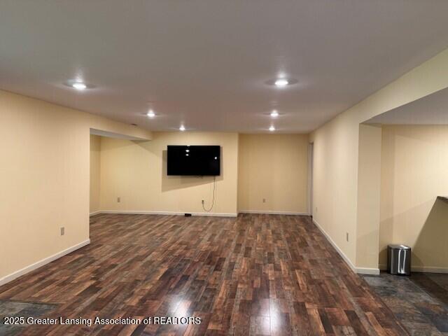 2434 Emerald Lake Dr, East Lansing, MI 48823 - finished below grade area featuring dark wood-style floors and recessed lighting