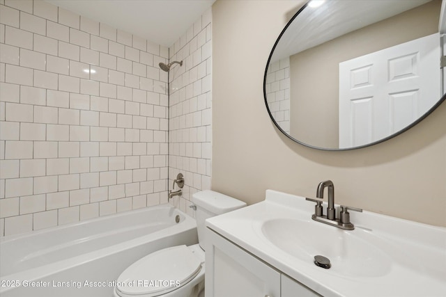 full bath featuring vanity, toilet, and tub / shower combination