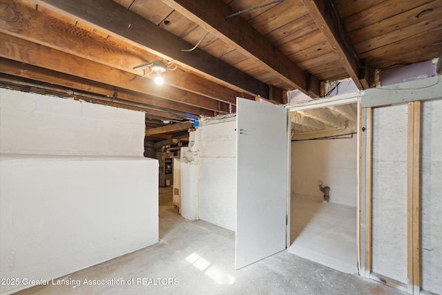 view of unfinished basement