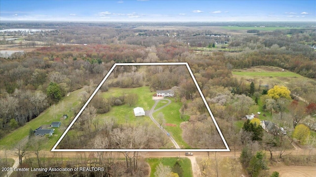 drone / aerial view with a view of trees