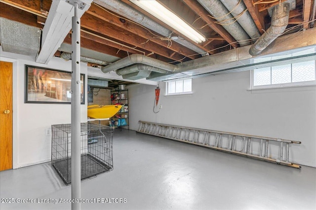 basement with plenty of natural light