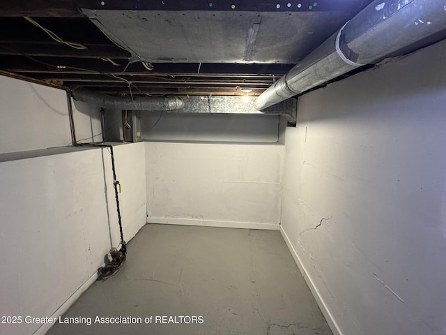view of unfinished basement