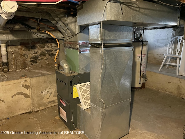 utility room with gas water heater