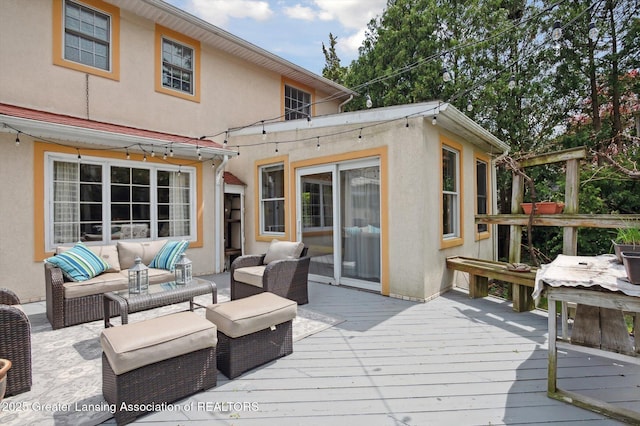 deck featuring an outdoor living space