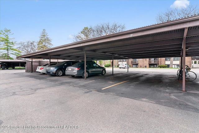 view of covered parking lot