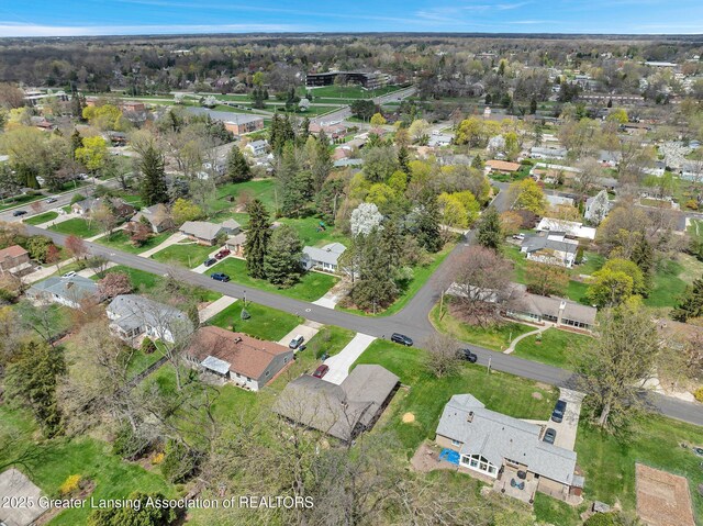 aerial view with a residential view
