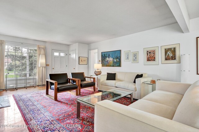 living room with wood finished floors