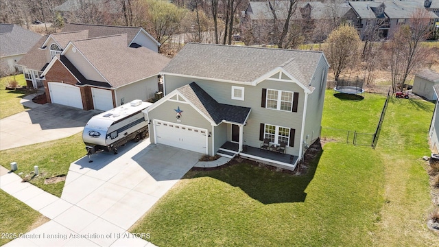 aerial view featuring a residential view