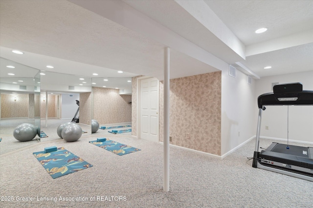 3641 Beech Tree Ln, Okemos, MI 48864 - workout area with carpet flooring and recessed lighting