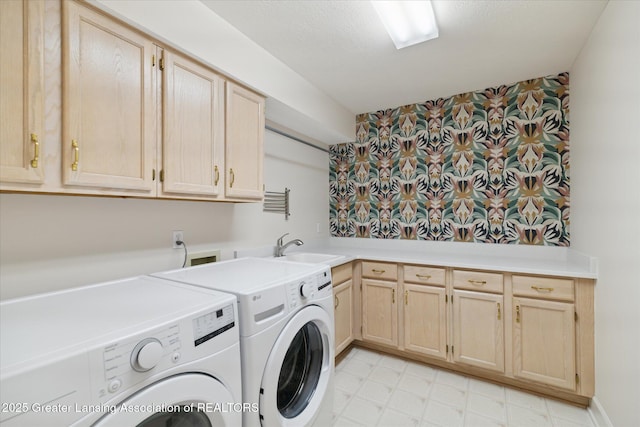 3641 Beech Tree Ln, Okemos, MI 48864 - laundry area with cabinet space, separate washer and dryer, and light flooring