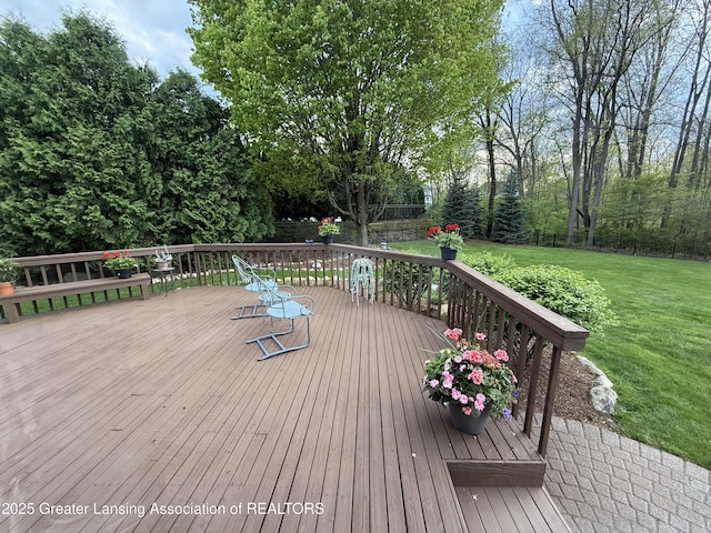 3641 Beech Tree Ln, Okemos, MI 48864 - wooden terrace with a fenced backyard