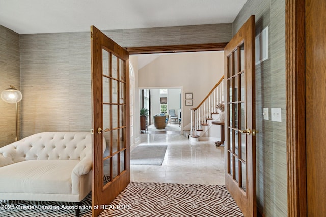 3641 Beech Tree Ln, Okemos, MI 48864 - entryway with french doors and stairway