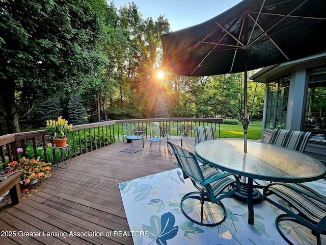 3641 Beech Tree Ln, Okemos, MI 48864 - deck featuring outdoor dining area