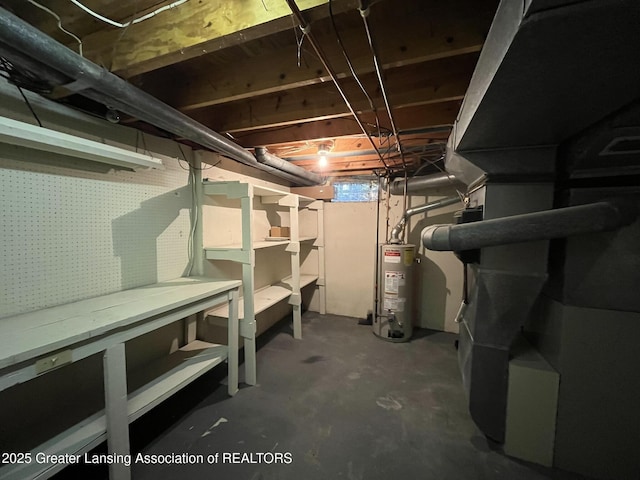 1425 E Lakeside Dr, East Lansing, MI 48823 - unfinished basement with gas water heater