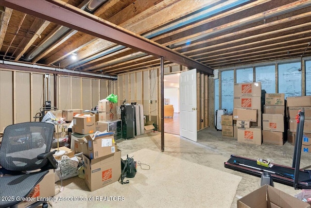 view of unfinished basement