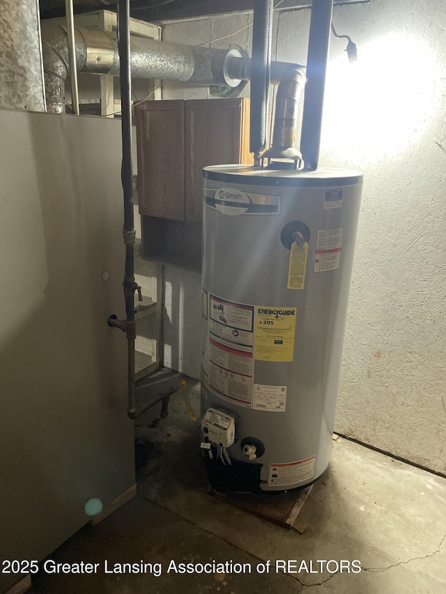 utility room with gas water heater