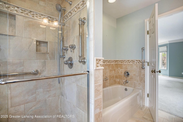 3796 Viceroy Dr, Okemos, MI 48864 - full bath with a stall shower, a bath, and tile patterned floors