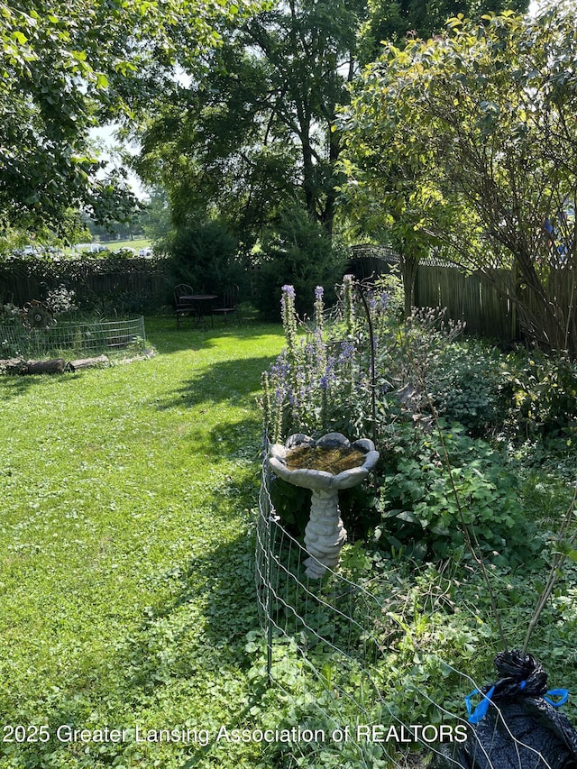view of yard featuring fence