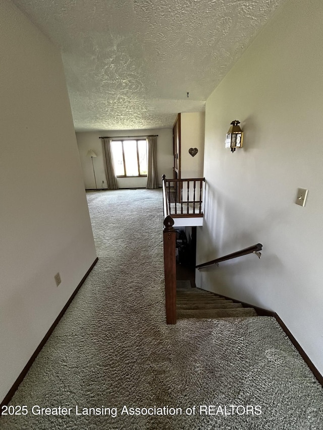 9466 W Grand River Ave, Grand Ledge, MI 48837 - stairs with carpet flooring, a textured ceiling, and baseboards