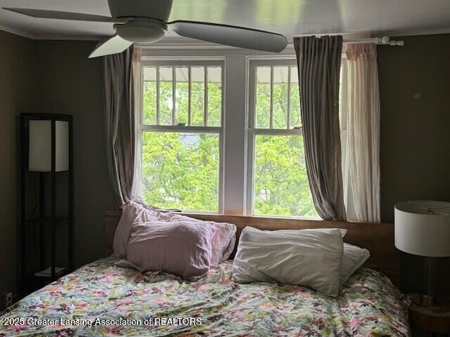 bedroom with a ceiling fan