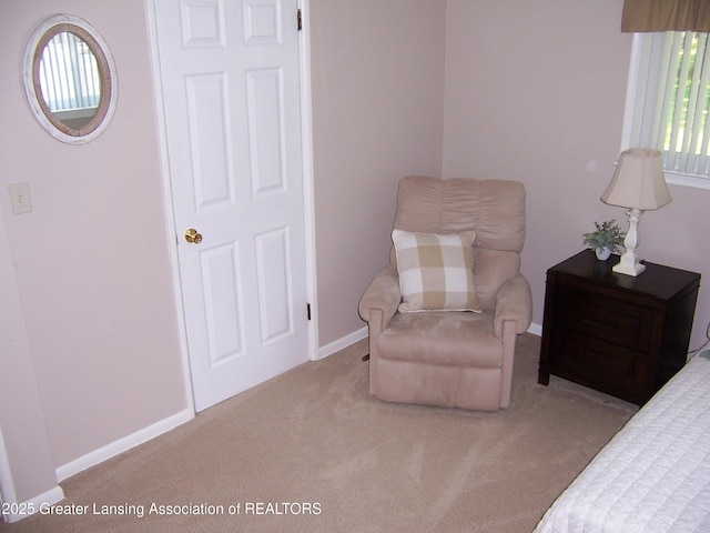 bedroom with carpet flooring and baseboards