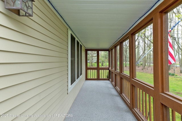 view of unfurnished sunroom