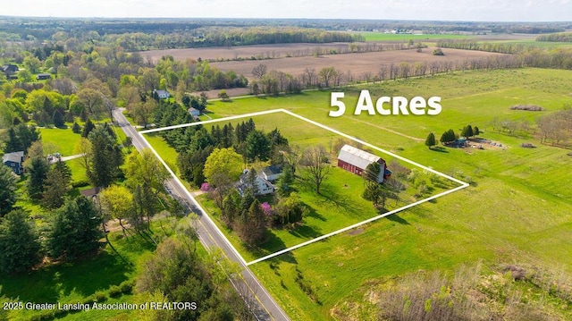 1061 E Sherwood Rd, Williamston, MI 48895 - aerial view of sparsely populated area with property boundaries highlighted