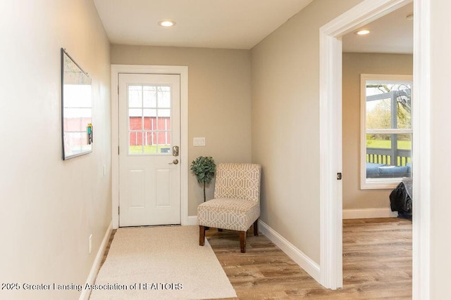 1061 E Sherwood Rd, Williamston, MI 48895 - doorway featuring light wood-type flooring, baseboards, and recessed lighting