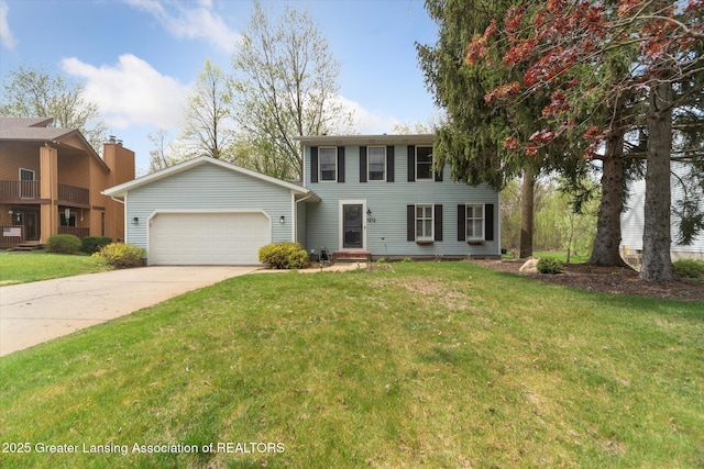 1212 Sandhill Dr, Dewitt, MI 48820 - colonial house with a front lawn, driveway, and a garage