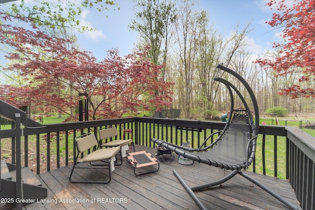 1212 Sandhill Dr, Dewitt, MI 48820 - wooden deck with a yard