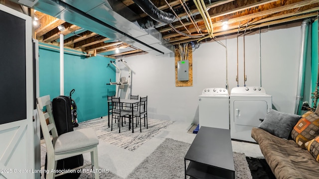 13799 Mead Creek Rd Unit 63D, Bath, MI 48808 - unfinished basement featuring separate washer and dryer and electric panel