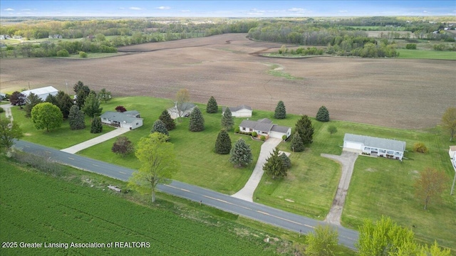 aerial view with a rural view