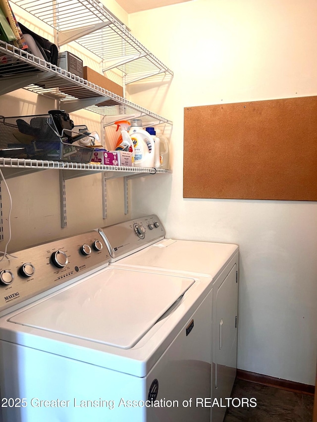washroom with separate washer and dryer