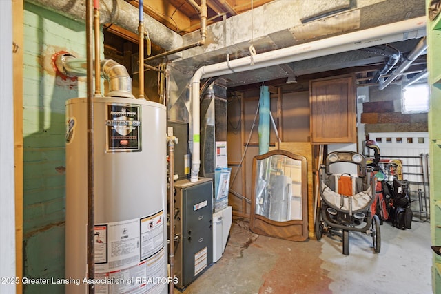 utility room featuring water heater
