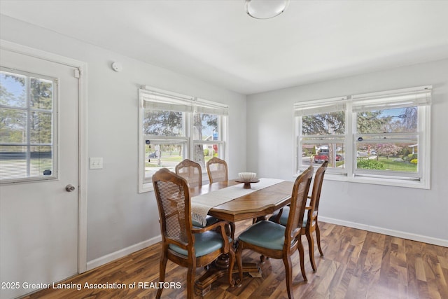 dining room featuring baseboards and wood finished floors