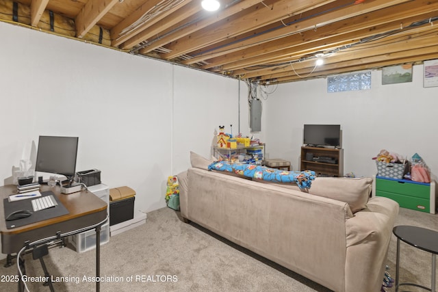 view of carpeted living area