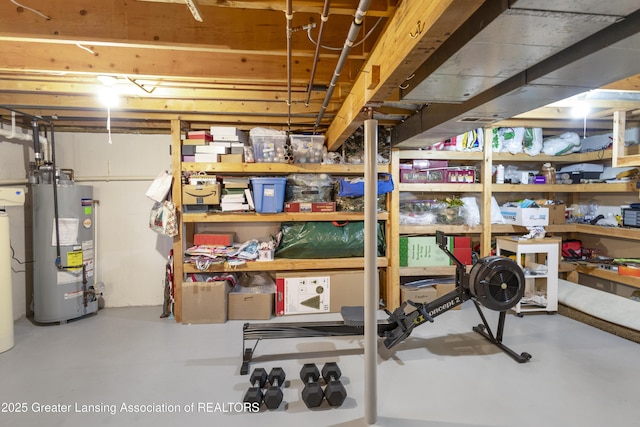 storage room with water heater