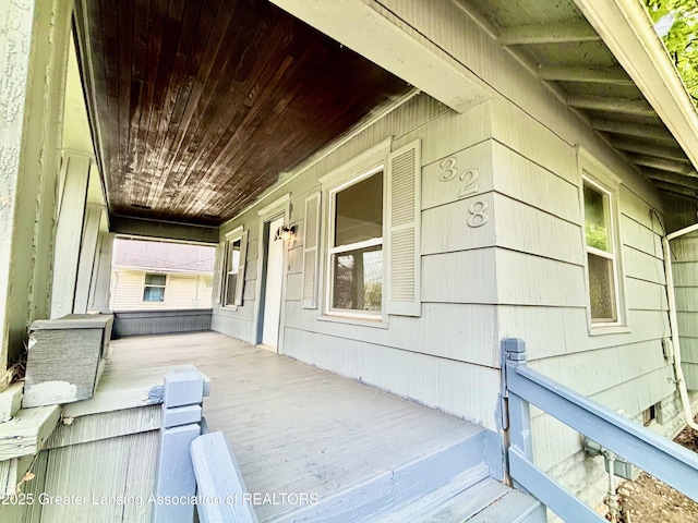 wooden deck with covered porch
