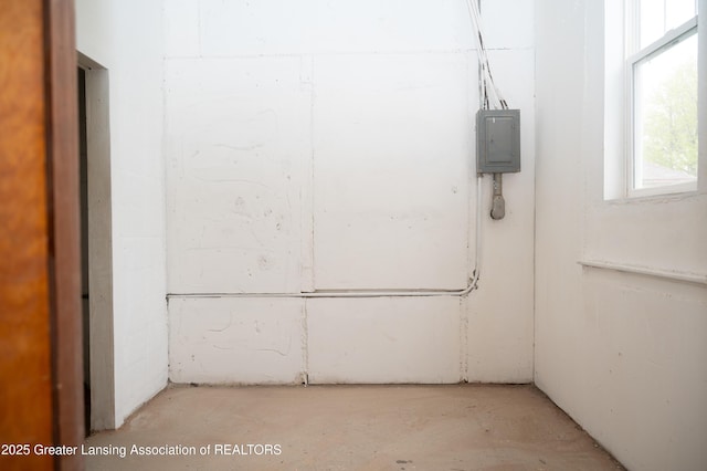 below grade area with electric panel