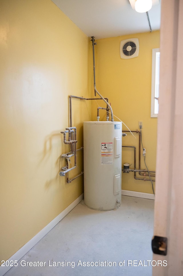 utility room with electric water heater