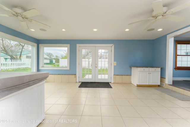 2820 N Lima Center Rd, Dexter, MI 48130 - doorway to outside with a healthy amount of sunlight, a ceiling fan, french doors, and recessed lighting
