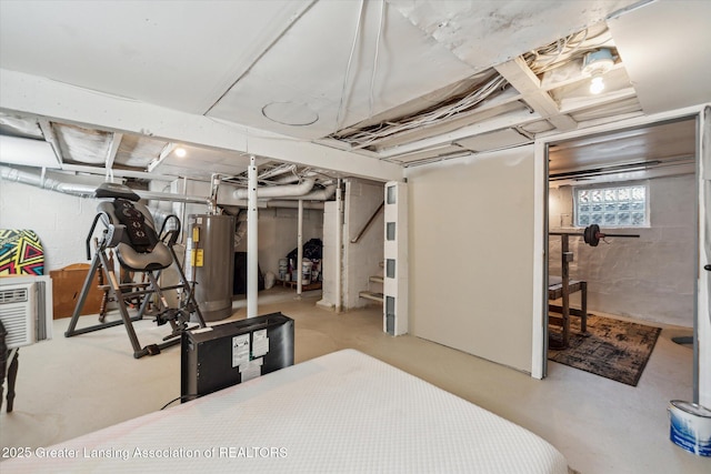 basement with water heater
